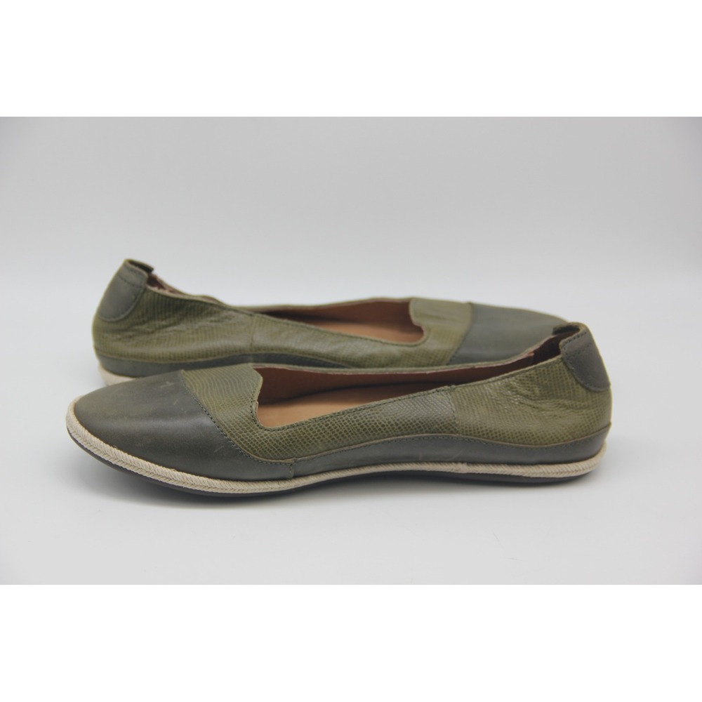 OluKai Shoes Womens 10 Green Leather Lino Ballet Flats Slip On Comfort Casual - Picture 5 of 9